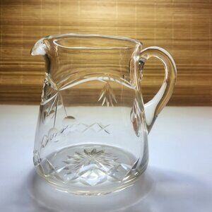 Antique Water Pitcher Handblown Cut Crystal Edwardian Breakfast Table 1920s